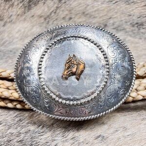 Vintage Western Sterling Silver Belt Buckle